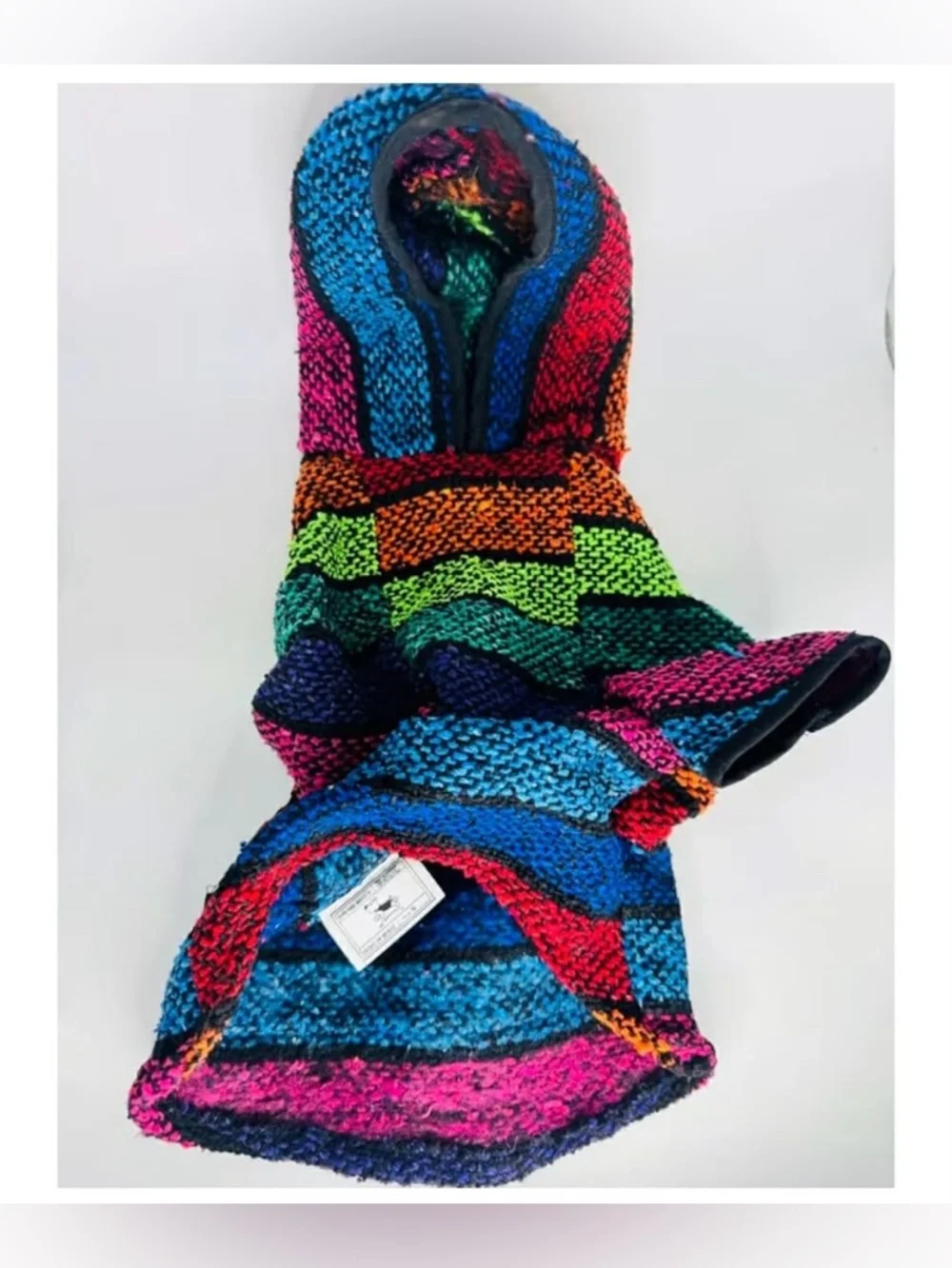 Colorful striped Mexican Jerga Dog sweater  size L